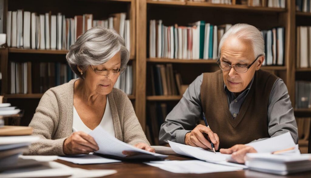 Elderly couple managing their finances