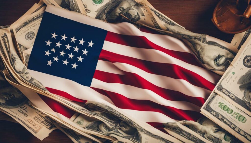 U.S. flag and financial documents